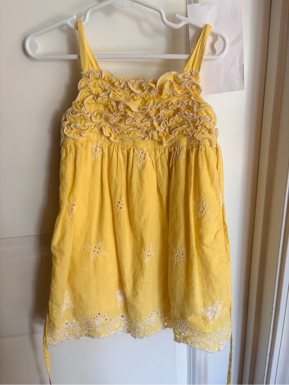 Rare Editions Sunburst Yellow Ruffle Embroidered Dress